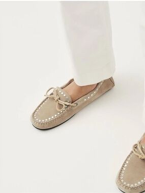 ALOHAS Calla Suede Studded Sand Loafers